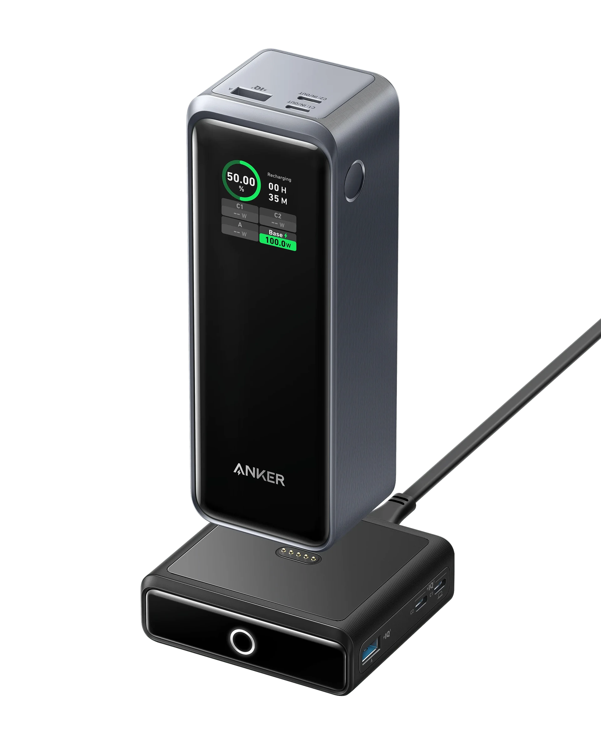 Anker portable power station with digital display for charging