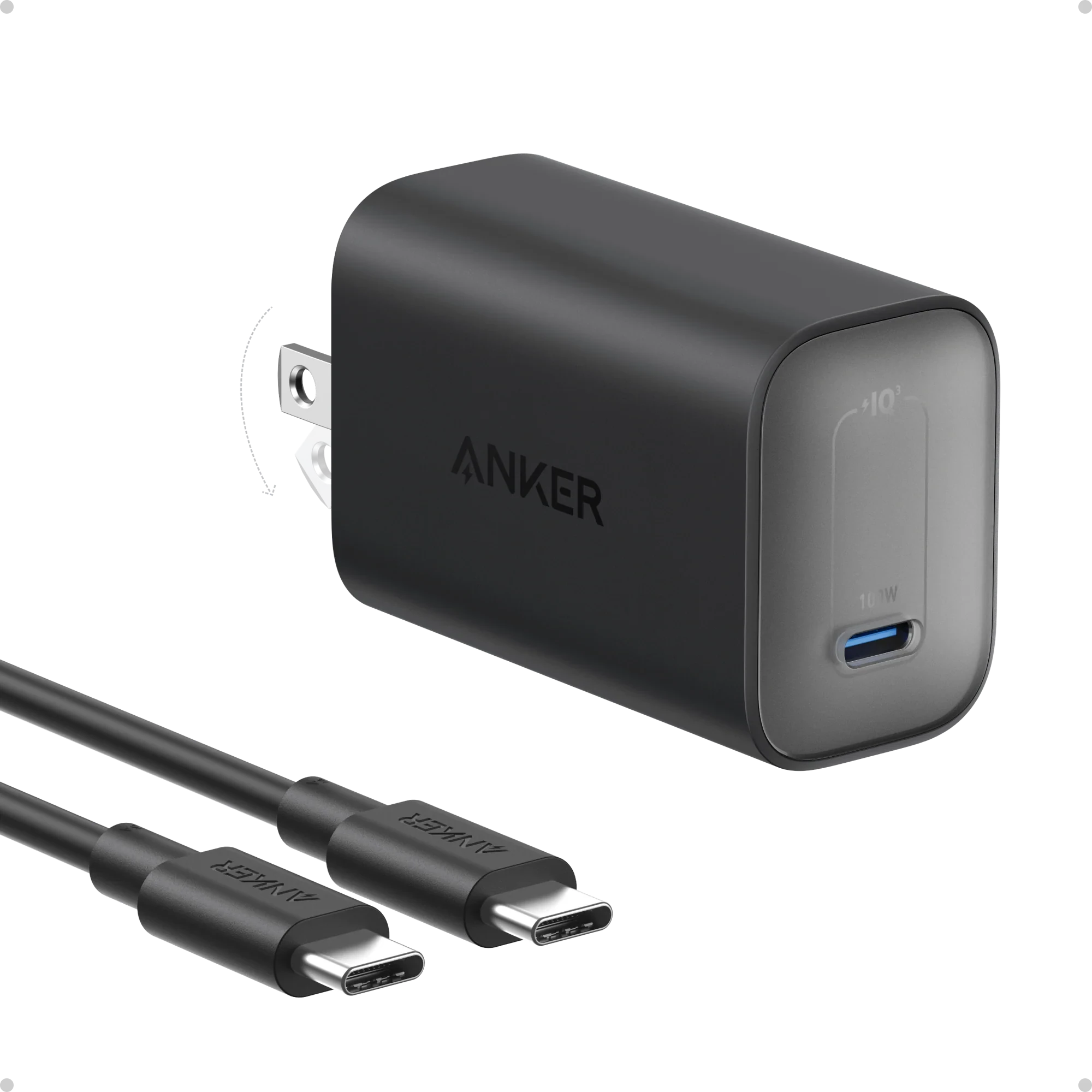 Anker 100W charger with foldable plug for fast charging