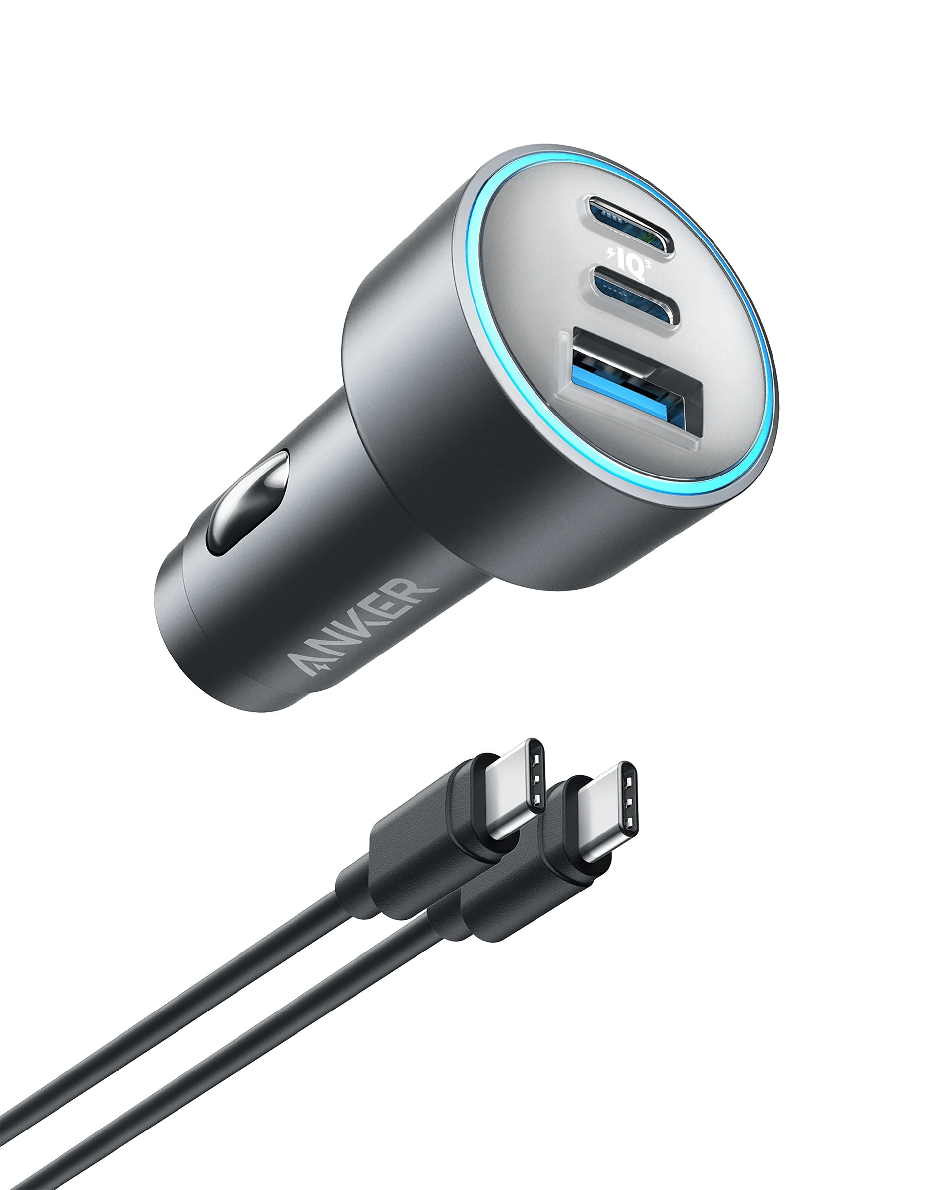 Anker dual port car charger with cables for fast charging