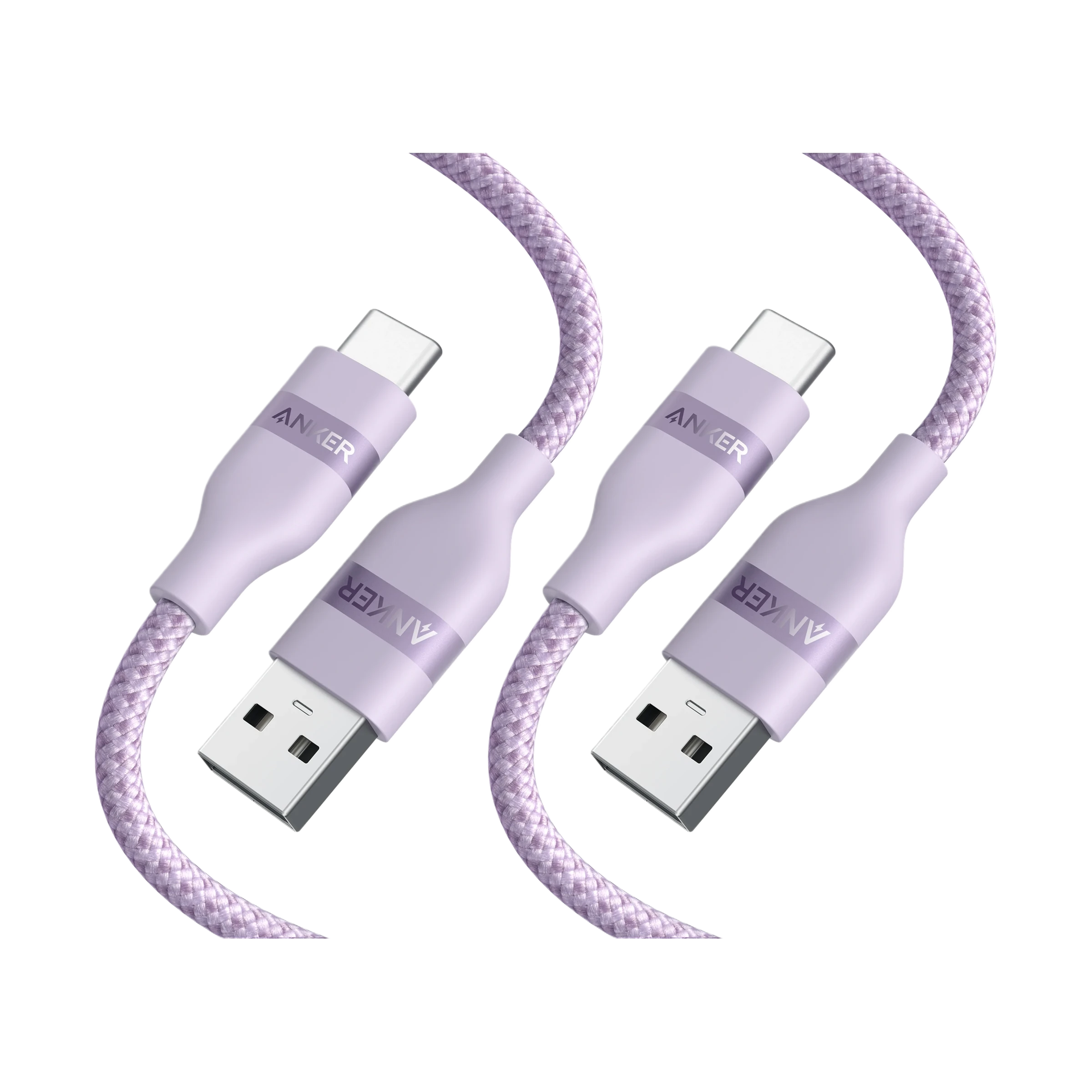 Anker USB-A to USB-C Cable (Upcycled-Braided, 2 Pack, Violet)