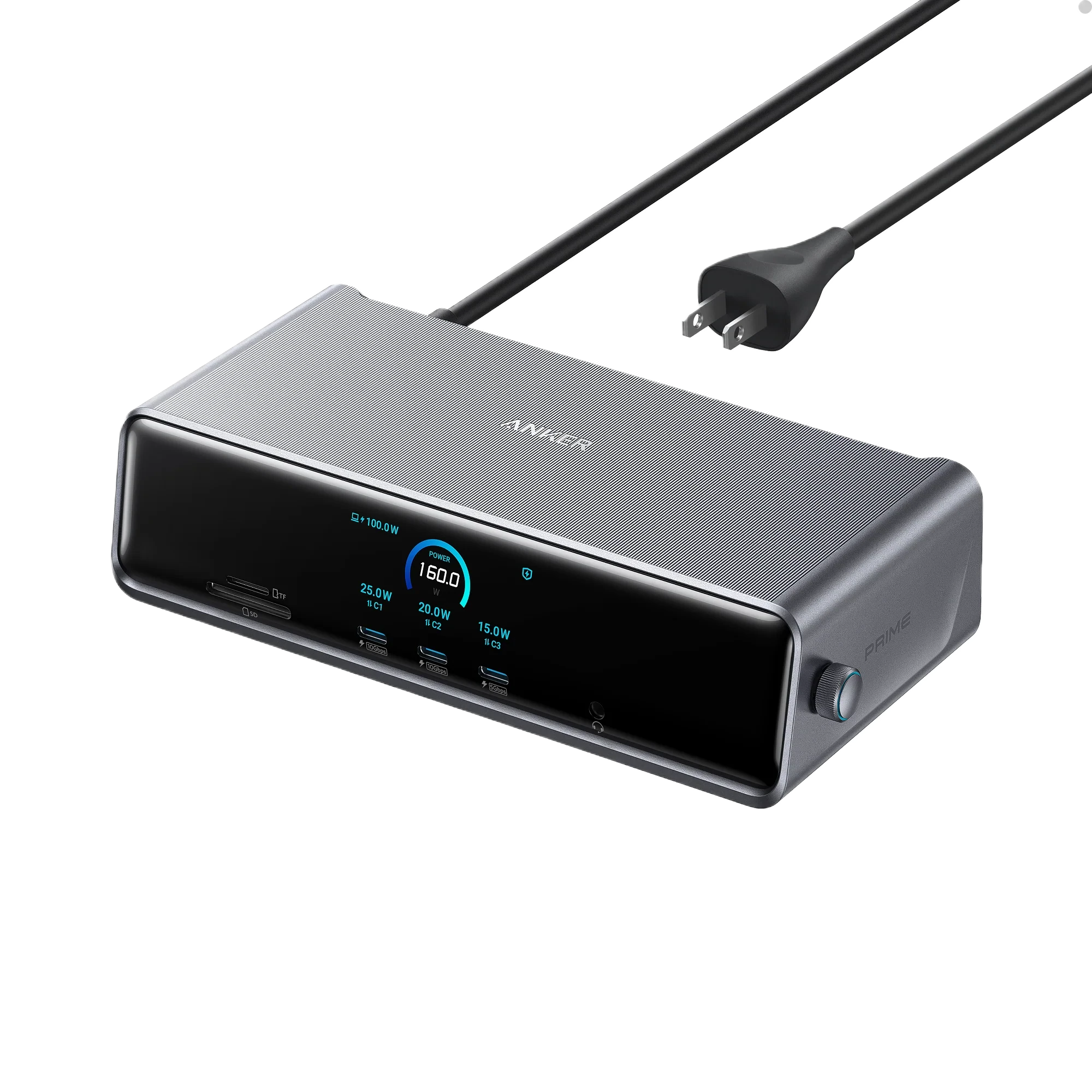 Anker Prime charging hub with digital display for efficient power control