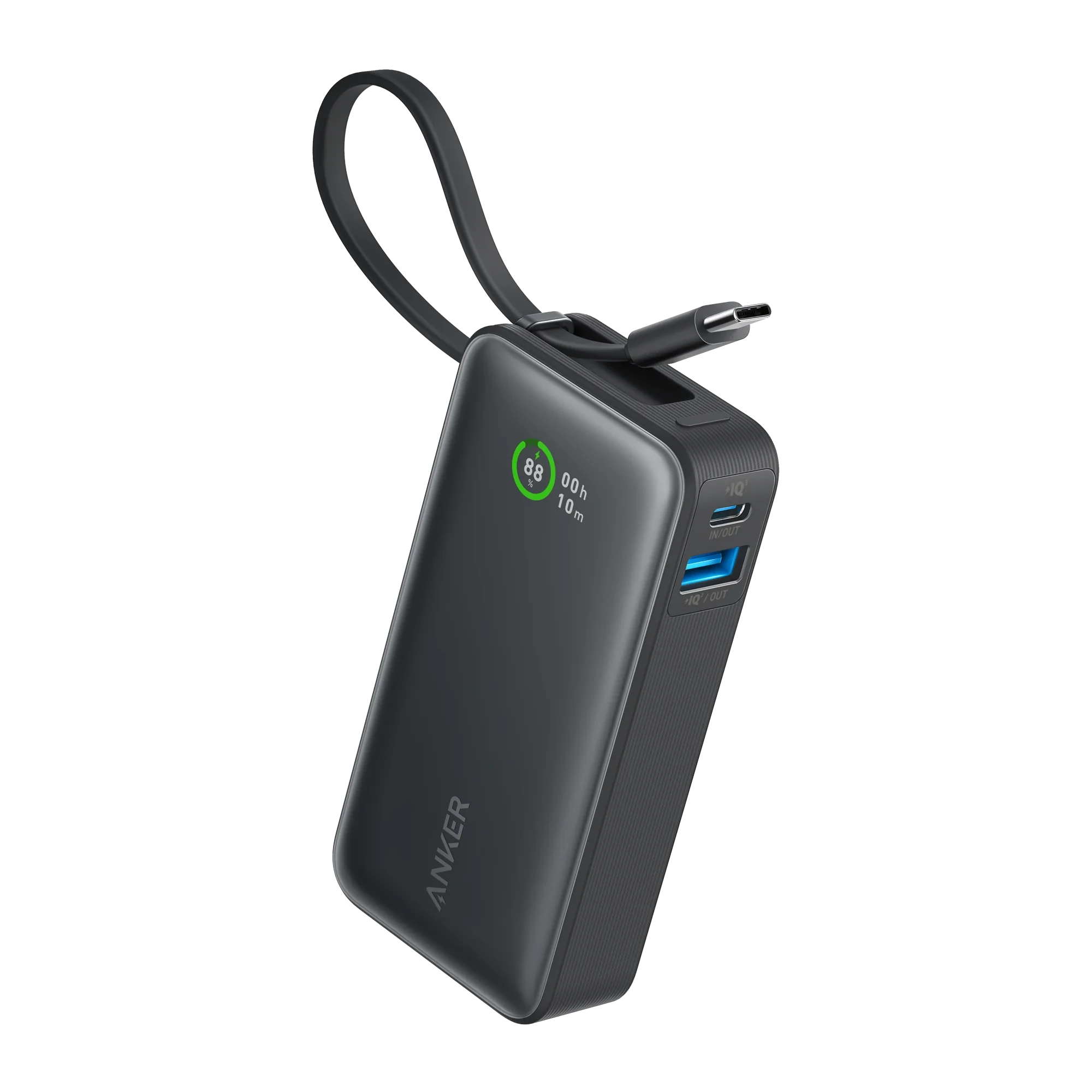 Anker portable charger with status display for fast charging
