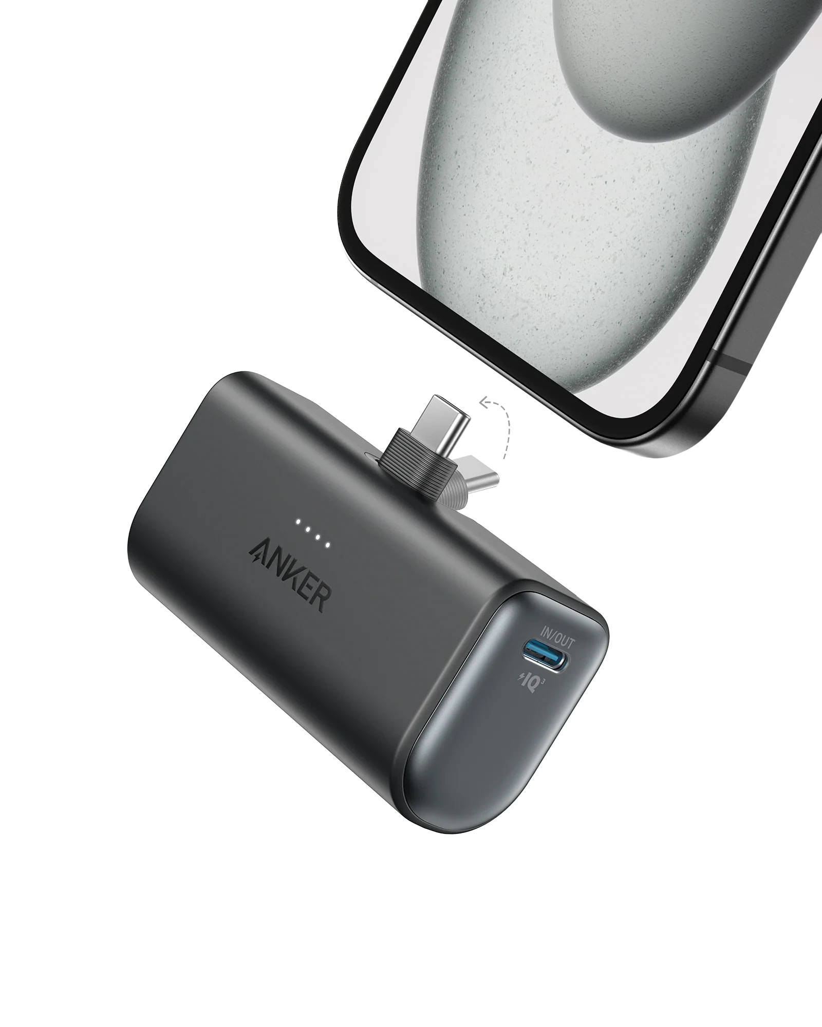 Anker power bank with rotating connector for fast charging