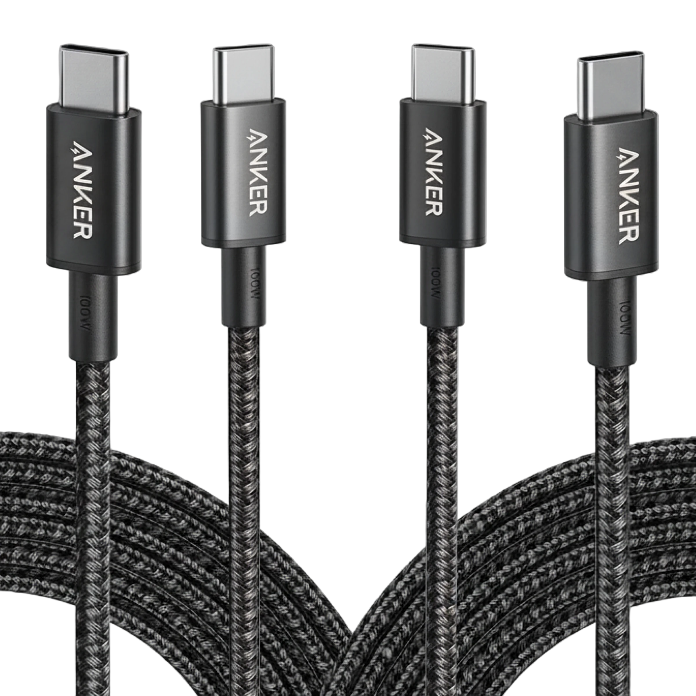 New Nylon USB-C to USB-C 100W Cable (10 ft, 2-Pack）