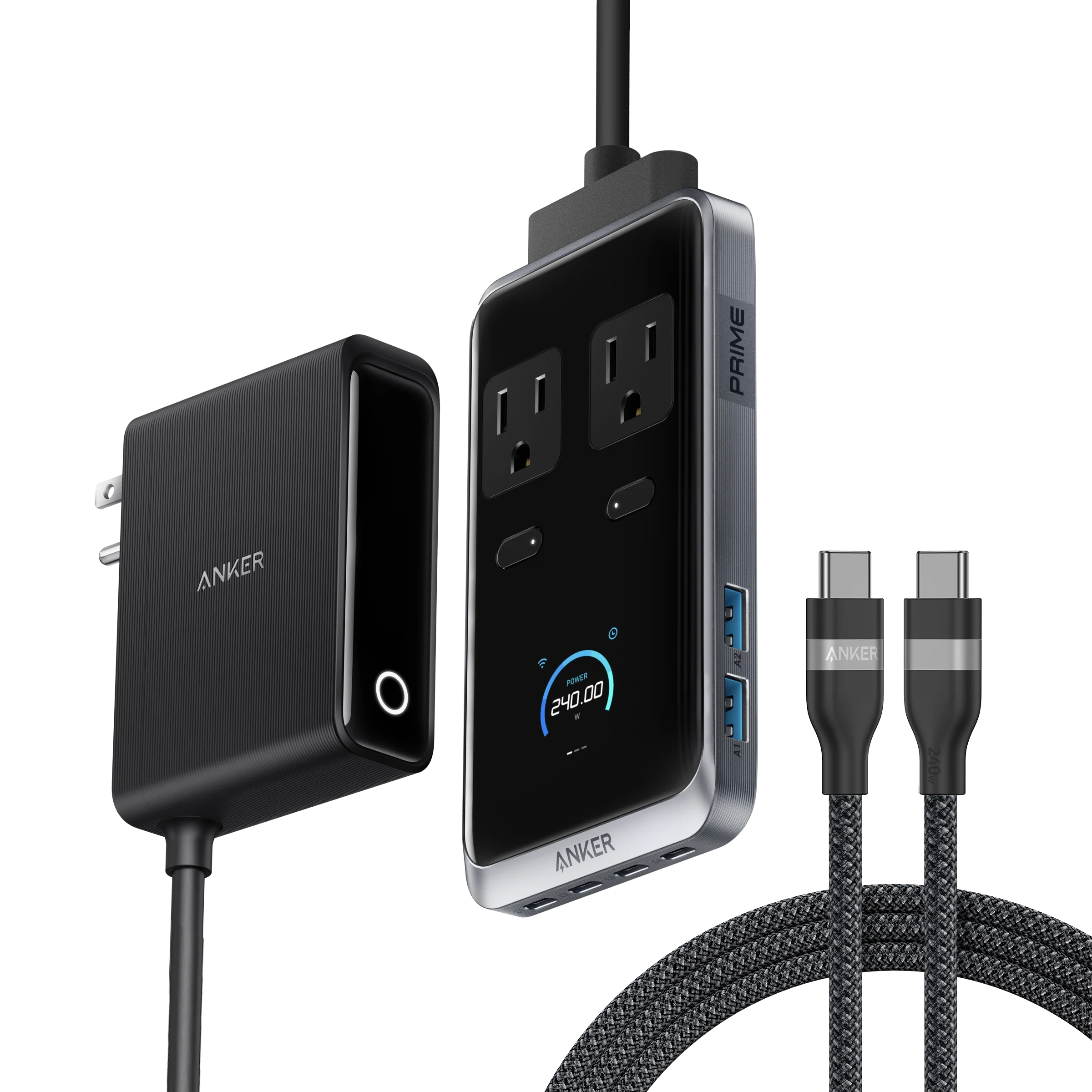 Anker Prime Charging Station (8-in-1, 240W) and USB-C to USB-C Cable (6 ft, 240W )